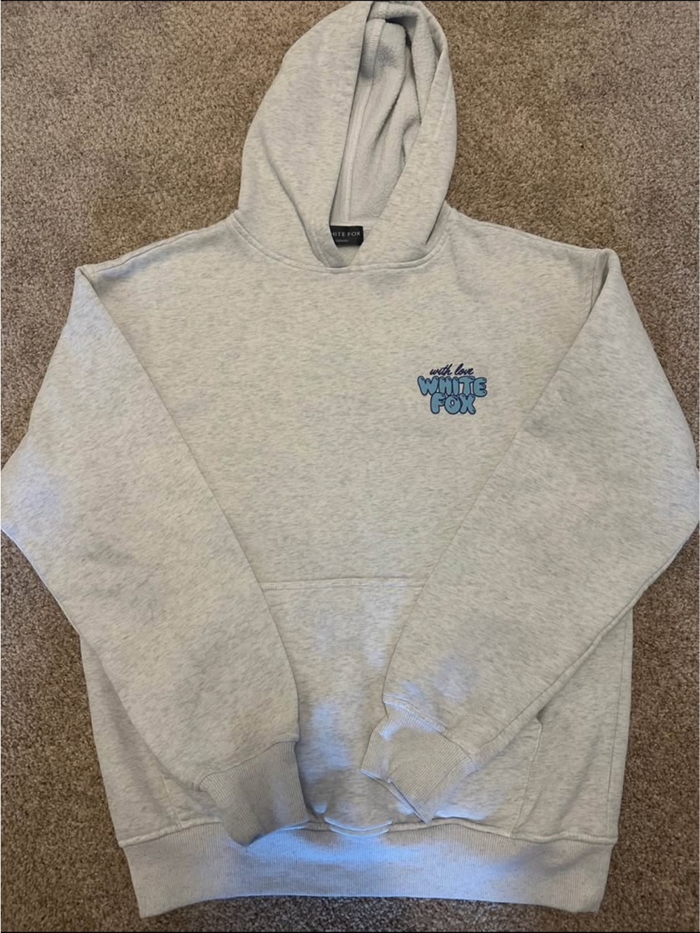 White Fox Light Gray Logo Hoodie -
